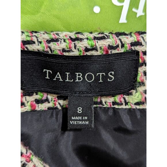 TALBOTS! NUBBY TWEED WEAVE! B & W W/SALMON & MINT SKIRT! SZ 8 - Picture 3 of 6